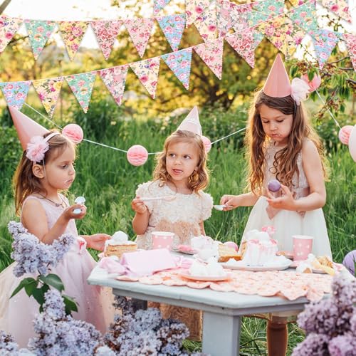 Faccito 49 Ft Floral Paper Bunting Banner for Tea Parties