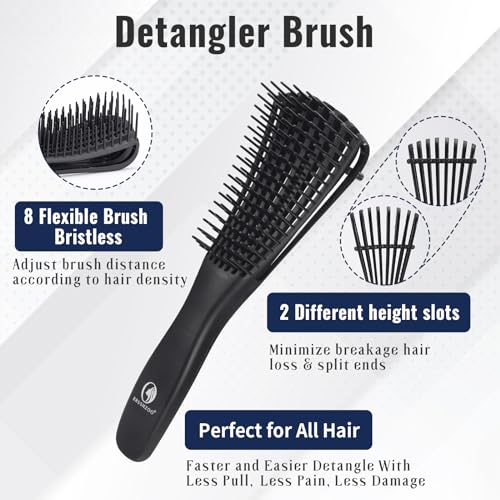 BRUSHZOO Detangler Brush Set with Spray Bottle & Wide Tooth Comb