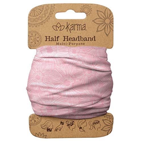 Karma Pink Flower Print Fabric Headband - Versatile Stretchy Hair Scarf