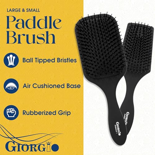 Giorgio Professional Paddle Hair Brush with Tourmaline Ion Bristles