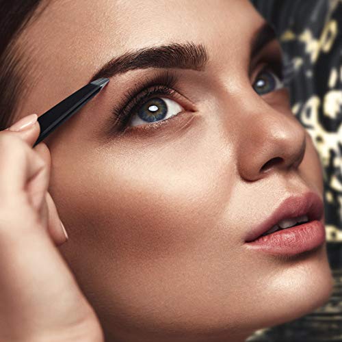 By MILLY Precision Tweezers Set - Slanted & Pointed Tips, Black