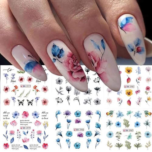 3D Floral Water Transfer Nail Stickers - Spring Summer Designs