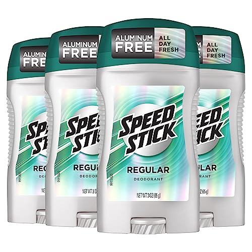 Speed Stick Aluminum Free Men's Deodorant, 24 Hour Odor Protection, Regular, 3 Ounce, 4 Pack