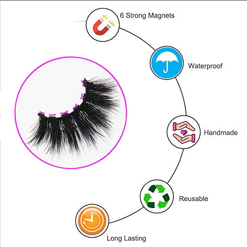 Magnetic Eyelashes Kit with 4 Eyeliner Tubes, Wispy 10-20mm Reusable False Lashes