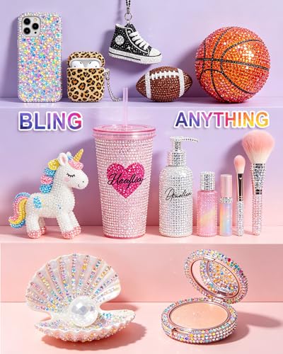 KakiStitch Blue 30000Pcs Jelly Rhinestones Bedazzling Kit with Glue & Tools