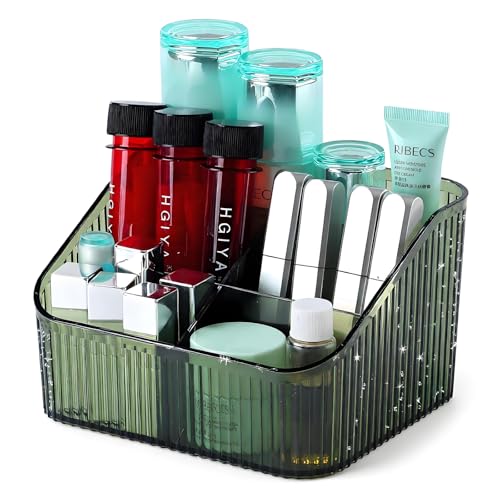 Green Makeup Organizer with 5 Cups - Acrylic Bathroom Storage