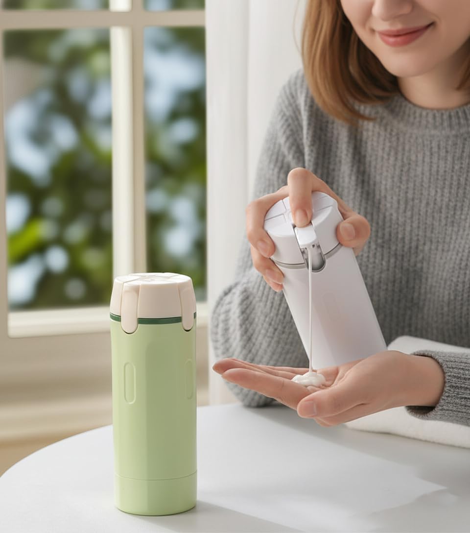 4 in 1 Travel Dispenser Bottle - 4 Pcs 30ml Refillable Travel Bottles Integrated Into One Space-Saving Kit,Portable Size Toiletries Leakproof Containers for Shampoo, Lotion & Cream,Travel Essentials