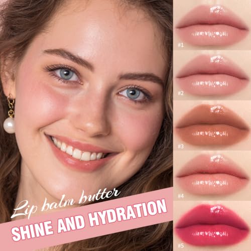 5PCS Lip Butter Balm Set - Hydrating, Nourishing Lip Gloss with Shea & Olive Oil
