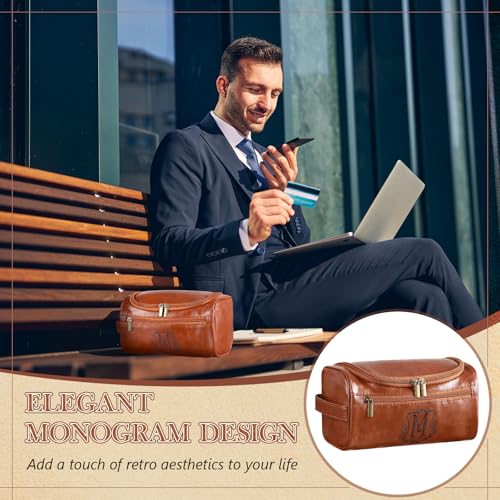 Personalized Leather Toiletry Bag for Men - Monogrammed Travel Organizer