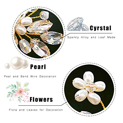JAKAWIN Bridal Pearl & Crystal Hair Pins, Gold Wedding Hair Accessories Set of 2