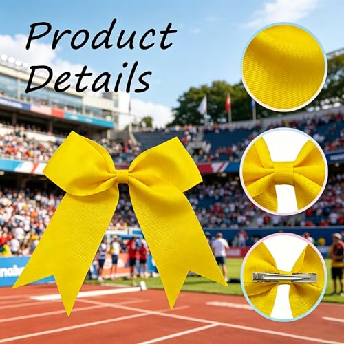 16-Pack 6-Inch Cheer Bows with Alligator Clips - Handmade Hair Accessories for Girls