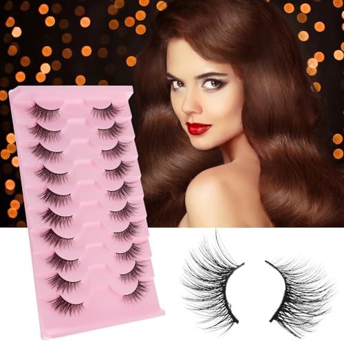 KFHENSOMR Style B Faux Mink Half Eyelashes Natural Fluffy Cat Eye Lashes 7-15mm