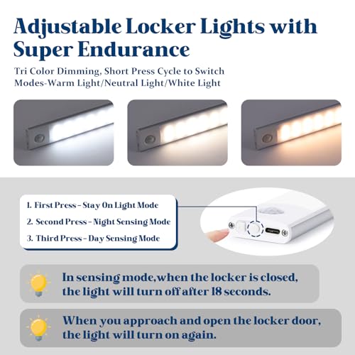 Magnetic Locker Light - LED Motion Sensor with 3 Color Temperatures