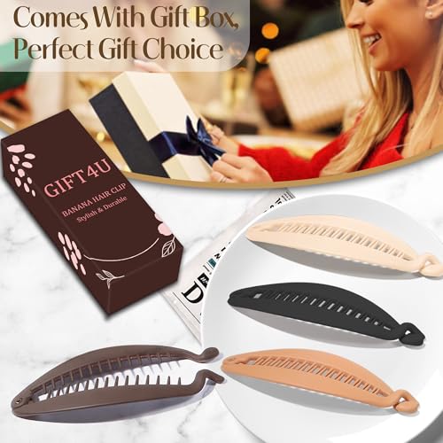 4 PCS Large Banana Hair Clips for Women - No-Slip Design