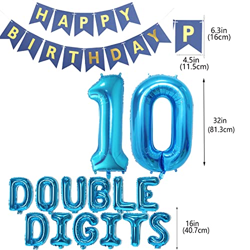 Happy 10th Birthday Balloon Decoration Set for Kids - Jumbo Number 10 & Banner