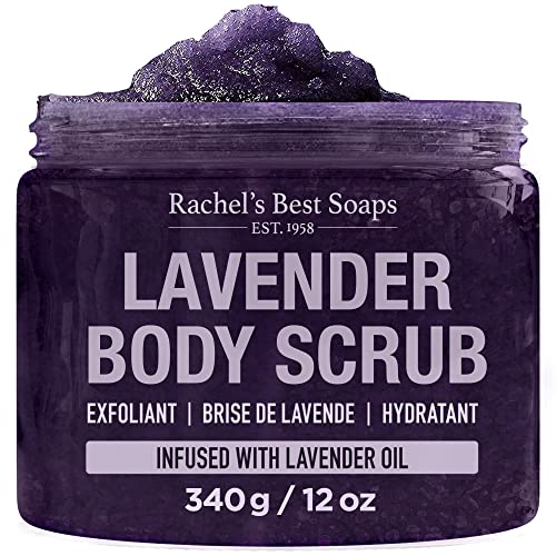 Lavender Body Scrub - Gently Exfoliates & Moisturizes Skin, 12 Oz