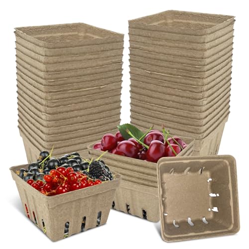 30 Pcs Natural Pulp Fiber Berry Baskets for Fruits & Vegetables