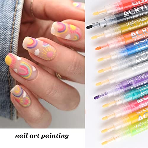 Fcozpjk 12-Piece Nail Art Marker Pen Set - Waterproof Gel Pens