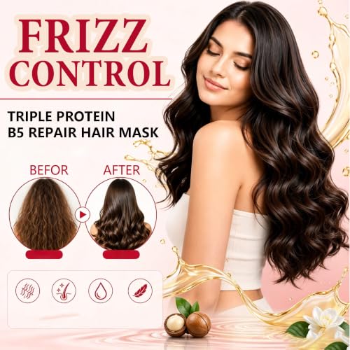 SLUJ Keratin Hair Mask - Deep Nourishing Repair for Damaged & Curly Hair, 16.9oz