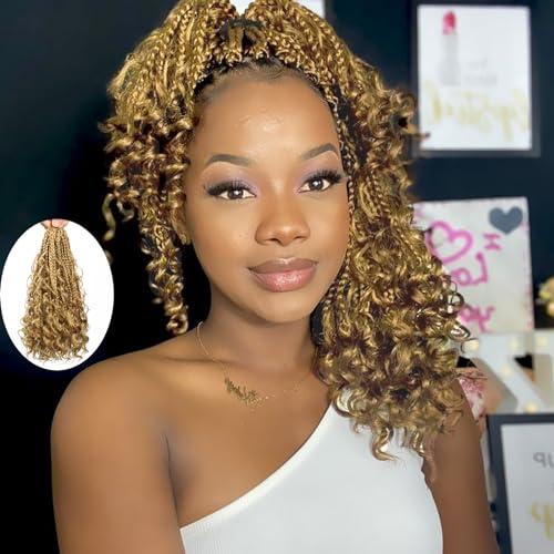 Flagship Goddess Box Braids Crochet Hair - 12 Inch Boho Curly Ends (4 Packs)
