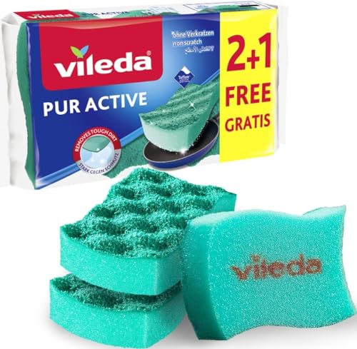 Vileda Active Wave Foam Back Scourer - Non-Scratch Cleaning