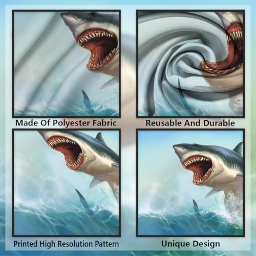 Great White Shark Banner Backdrop - Realistic Ocean Decor 71x47"
