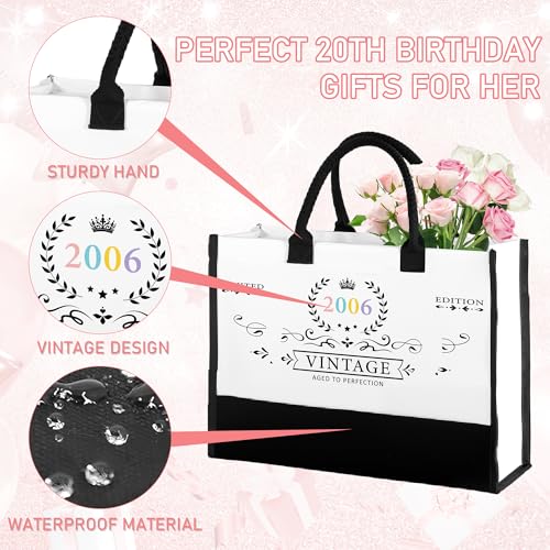 Sitsink 20th Birthday Gifts for Women - Vintage Limited Edition Gift Set with Tote, Makeup Bag, Tumbler & Card