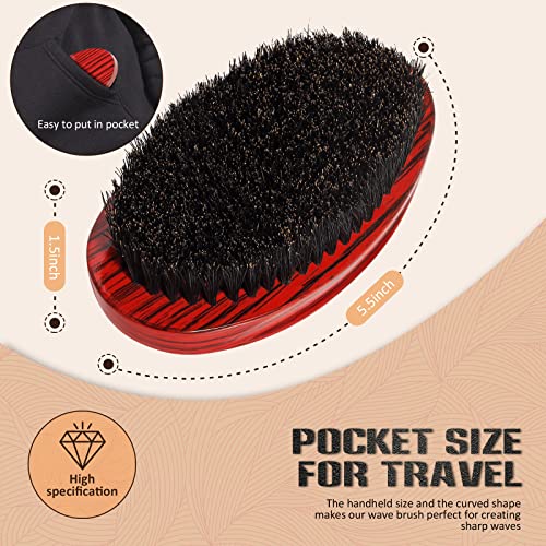 Aosina Medium Wave Brush with Red/Black Boar Bristles for Men