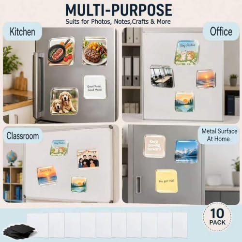 DIY Clear Acrylic Fridge Magnet Kit - 10 Pack Personalized Photo Frames