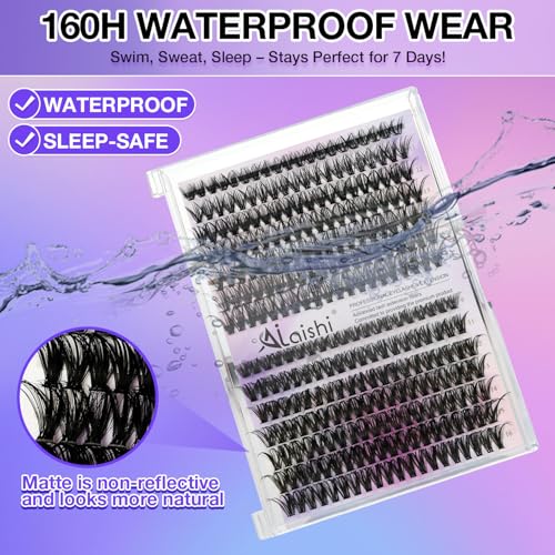 AILAISHI 280pcs DIY Cluster Eyelash Extensions 40D+50D 9-16mm D Curl Fluffy Natural Lashes