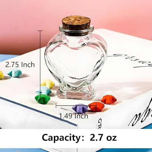 Heart Shaped Glass Favor Jars with Cork Lids - 2.7oz Set of 3