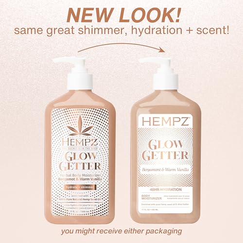 Hempz Glow Getter Moisturizing Body Lotion - Bergamot & Warm Vanilla, 17 Fl Oz