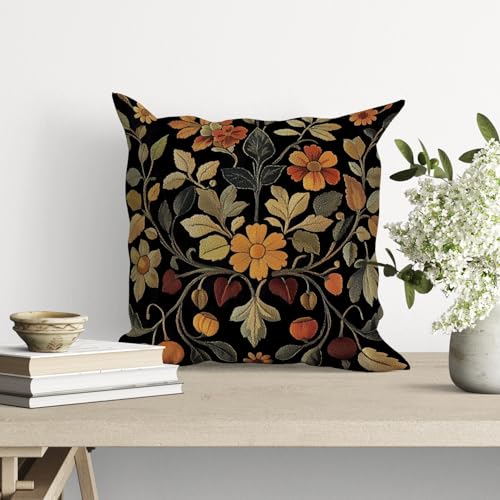 William Morris Floral Velvet Throw Pillow Cover 18x18"