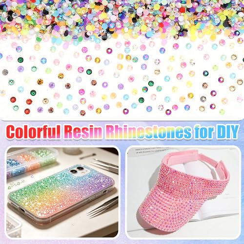 48 Colors 3mm Rhinestone Nail Gems Kit for DIY Crafts Bedazzling