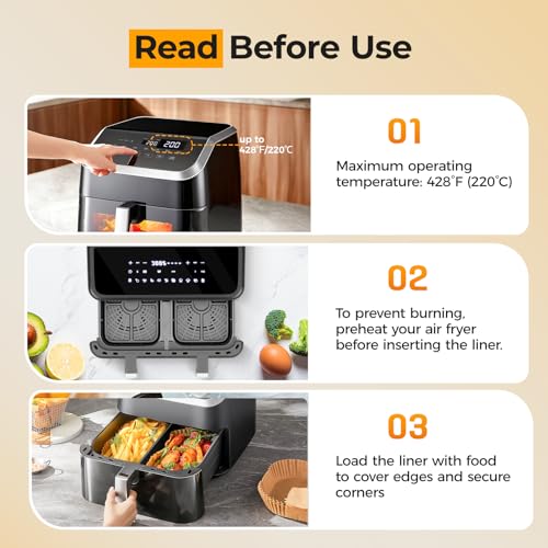125Pcs Disposable Air Fryer Liners for Dual Basket - 8.6x5.5in
