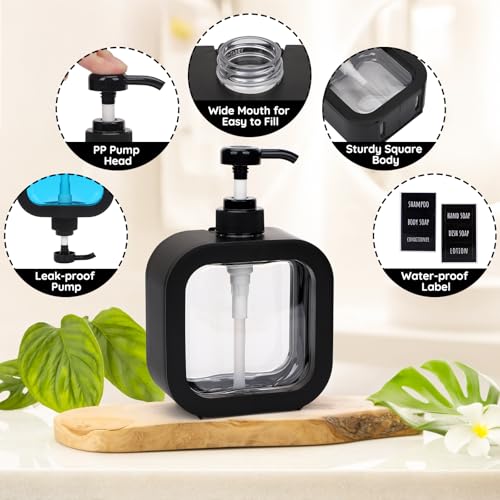 Segbeauty Refillable Hand Soap Dispenser Set - Black, 2pcs, 500ml