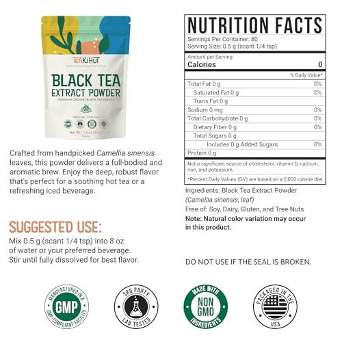 Premium Instant Black Tea Powder - 1.4 oz | Pure and Unsweetened