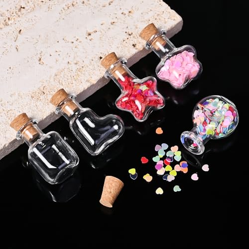 40 PCS Geometric Glass Bottles with Cork Stoppers for Crafts
