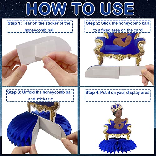 9Pcs Royal Prince Honeycomb Centerpieces for Baby Showers