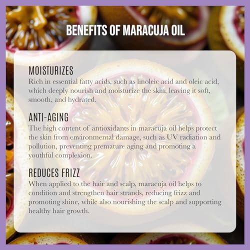 Maracuja Passion Fruit Seed Oil Face Moisturizer | Cold Pressed & Unrefined, 4 oz