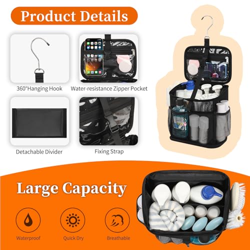 CUBETASTIC Portable Mesh Shower Caddy - Black, Quick Dry Tote for College, Gym & Travel