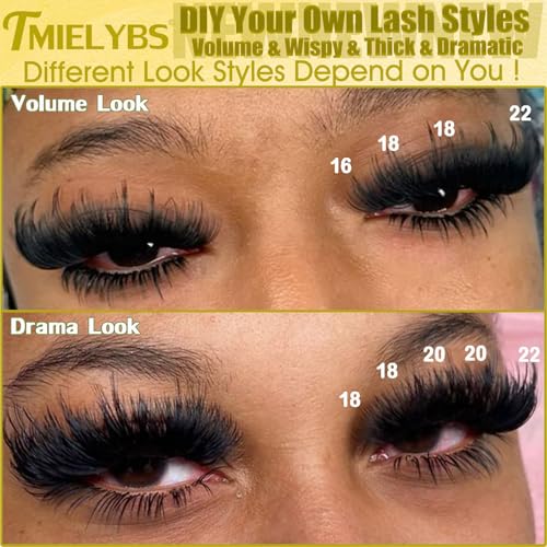 150D Volume Lash Clusters 16-22mm Thick Wispy False Eyelashes 240pcs DIY Extensions