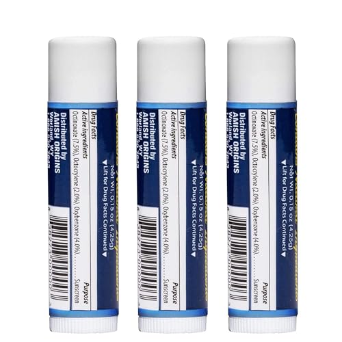 Amish Origins Medicated Lip Balm SPF 15 - 0.15 Ounce (Pack of 2) - All-Natural Moisturizer for Chapped Lips