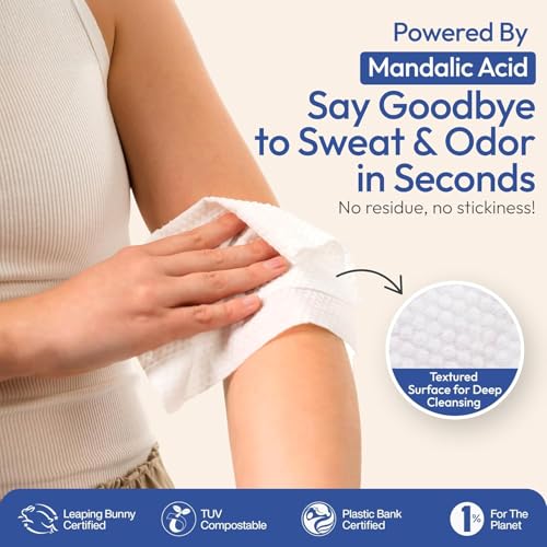 FOMIN Mini Deodorant Wipes - 5 Count Travel Pack, Biodegradable