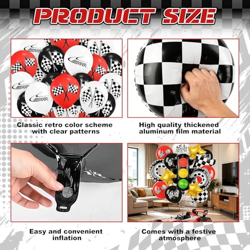Race Car Balloon Decoration Kit - 33PCS Racing Party Supplies