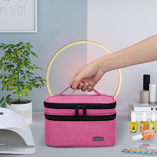 LUXJA Nail Polish Storage Case for 20 Bottles (15ml) - Pink