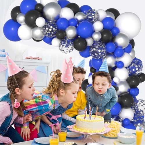 Blue Black and White Balloon Garland Arch Kit - 142PCS for Celebrations