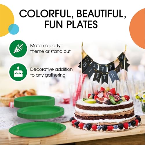 Emerald Green Disposable Paper Plates - 50 Pack, 7 Inch Heavy Duty