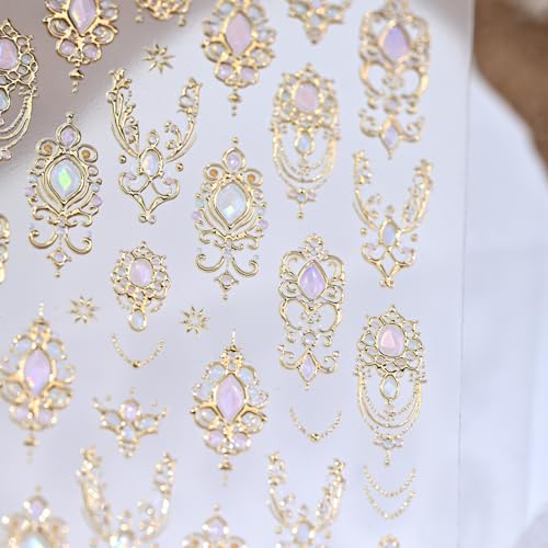 5D Gold Gemstone Nail Stickers for Elegant Nail Art Designs