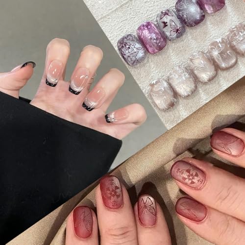 French Tip Nail Stamper Set - Clear Silicone Tool with Scraper